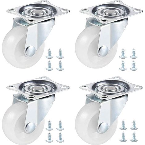 4x Roulettes pour Meubles - Hauteur 40mm - Capacité 100kg (1/5)