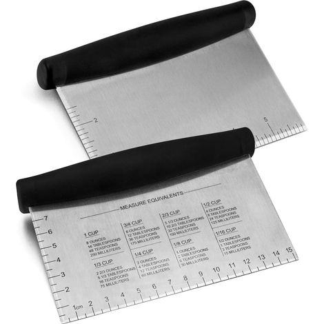Racloir À Pâte - Coupe-Pâte En Acier Inoxydable Avec Graduations En Pouces Et Cm - Pour Plaque De Cuisson Grill Et Pâtisserie - Lot De 2 (1/5)