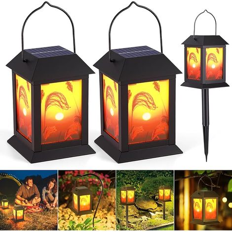 Lampes Solaires D'extérieur pour Jardin, Lot de 2 Lanternes Solaires de Jardin Éclairage Paysager LED Extérieur étanche IP54 pour Allée, Entrée de Garage, Terrasse, Pelouse et Jardin (1/5)