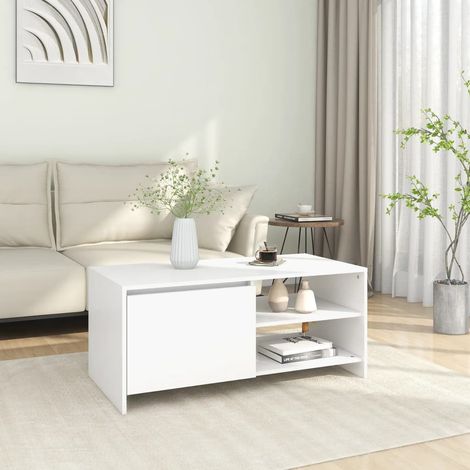 vidaXL Tavolino da Salotto Bianco 102x50x45 cm Legno Multistrato (1/5)