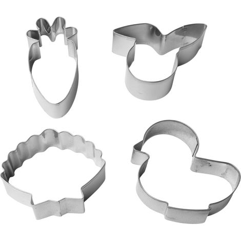 4 Pièces Emporte-pièce, Acier inoxydable, Lapin Canard Carotte Coquille, Pâtisserie DIY Fête Automne (1/5)