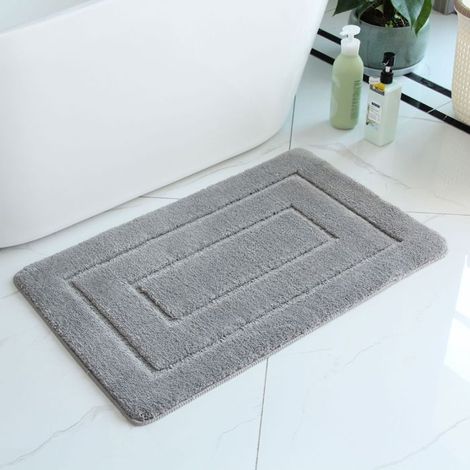 Ecleanfy - Tapis de bain absorbant, 40 x 60 cm, en microfibre, antidérapant, lavable en machine, convient pour la douche et le bain, gris. (1/5)