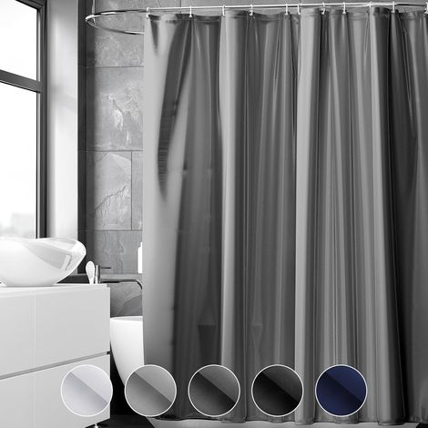 Rideau Douche, Rideau de Douche 120x180 cm, Lavable en Machine avec 8 Crochets, Imperméable, Anti Moisissure, Tissu Polyester Rideaux de Baignoire pour Salle de Bains Gris foncé (1/5)