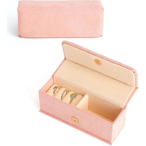 Petite boîte à bijoux de voyage avec fermeture pression Boîte à bijoux tissu pour bague, boucle d’oreille, collier Boite bijoux compacte style oriental Boîte à bijoux voyage femme cadeau pratique (1/5)
