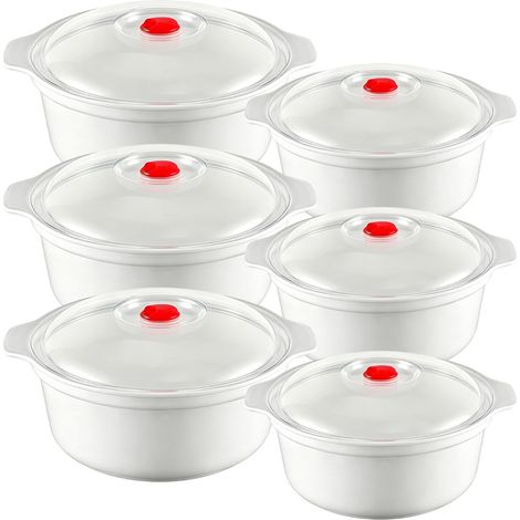 Bakjes - Redondos De Plástico Microondas Seguros Con Válvula De Vapor - Para Preparación De Comidas Y Almacenamiento - 6 Unidades - 900 A 1600 Ml (1/5)