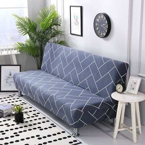Extendable sofa cover for click-clack without armrests - Printed elastic cover, 160-190 cm, E