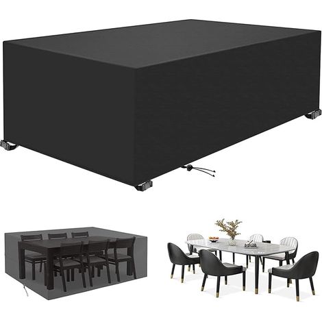 Copertura impermeabile rettangolare nera 242x162x100cm per mobili da giardino. Copertura protettiva per mobili, resistente all'umidità e ai raggi UV. (1/5)