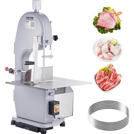 VEVOR Segaossa Elettrica da Banco Uso Commerciale in Acciaio Inox per Carne Ossa da Macellerie 1500W Produttività max. 300kg/ora, Macchina Segaossa Elettrica Spessore di Taglio 4-200mm Altezza 250mm (1/5)