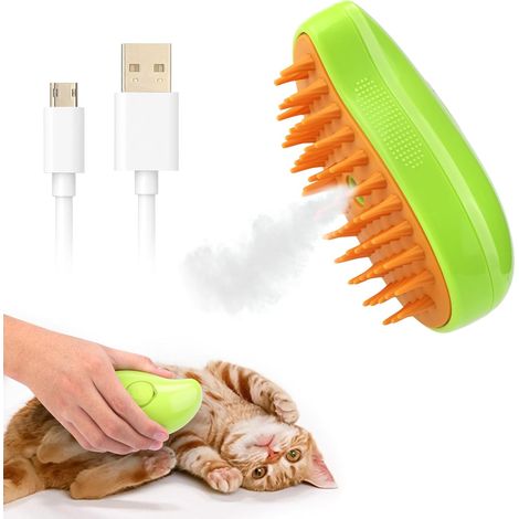 Brosse à vapeur 3 en 1 pour chat - Outil d'épilation, de massage et de toilettage pour chats et chiens - Peigne multifonctionnel pour l'épilation des poils d'animaux (1/4)