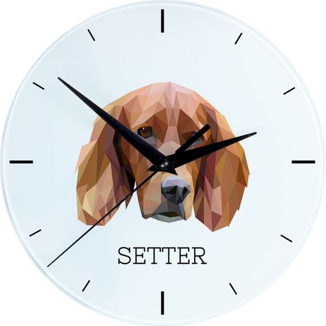 Setter inglese, Laverack - orologio da parete geometrico con foto e iscrizione di Art-Dog (1/4)