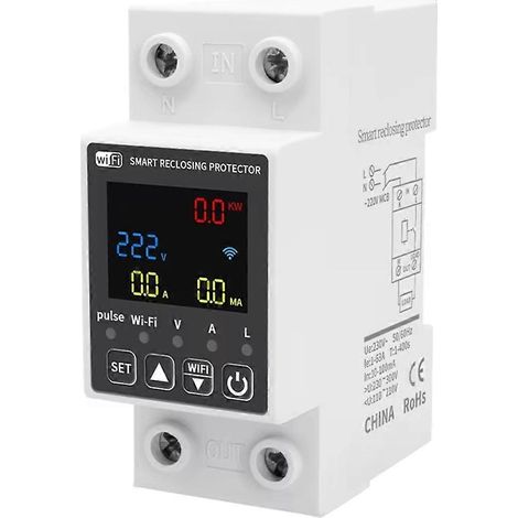 Compteur d'énergie électrique intelligent numérique Tuya WiFi 10 en 1 avec contrôle par application et interface DIN. (1/5)
