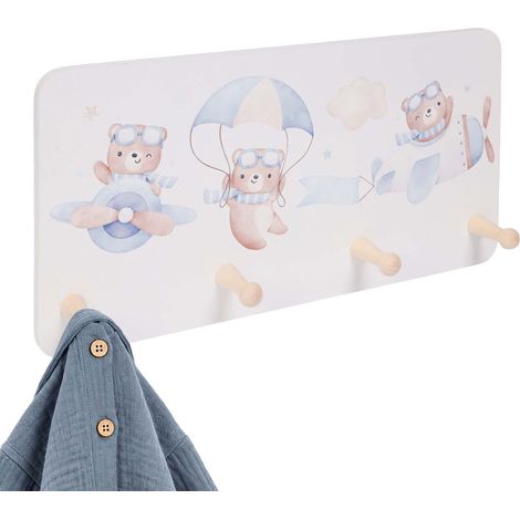 Kids' Coat Rack with 4 Hooks, MDF & Pine, 20x40 cm (1/5)