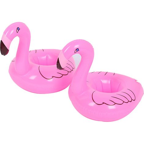 2 porte-gobelets gonflables flamant rose - Porte-gobelets de piscine - Dessous de verre - Rose - PVC (1/5)