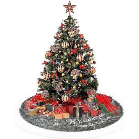 Manta redonda de fieltro para árbol de Navidad, mantas para árbol de Navidad, manta redonda para árbol de Navidad, manta redonda de fieltro para árbol, falda para árbol de Navidad, cesta, Navidad (1/5)