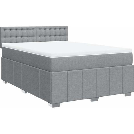 Maison Exclusive - Sommier à lattes de lit avec matelas Gris clair 140x200cm Tissu (1/5)
