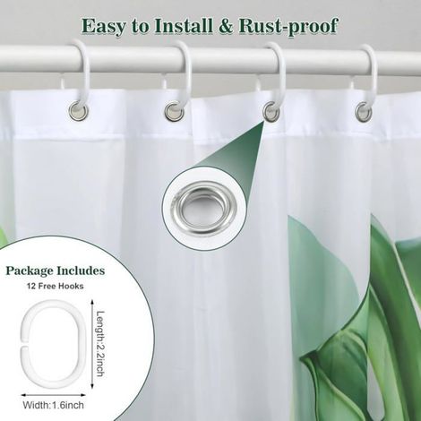Rideau De Douche - Polyester Impermeable - Anti-Moisissure - Pour Baignoire Et Douche Italienne - 180 X 200 Cm - 1 Piece (1/5)