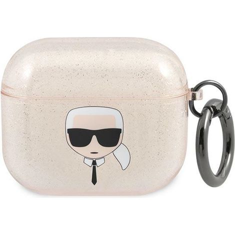 Funda para AirPods 3 Karl Lagerfeld KLA3UKHGD oro/oro con purpurina Cabeza de Karl (1/3)