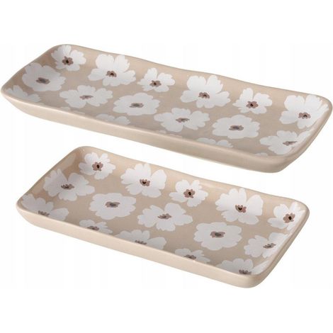 Boltze CANEA appendiabiti in ceramica beige decorati con fiori (1/3)