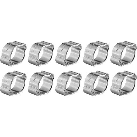 10 pièces colliers de serrage à deux oreilles en zinc galvanisé 5‑23mm pour tuyaux d'essence et carburant (7‑9mm) (1/2)