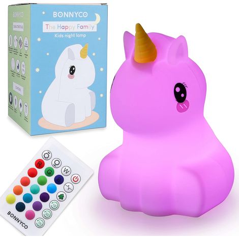 Veilleuse Enfant avec Télécommande, Contrôle Tactile 16 Couleurs -   Licorne Veilleuse Bébé avec Minuterie  Lampe Veilleuse Led Sans BPA  Veilleuse Enfant Rechargeable Cadeau Bebe Fille