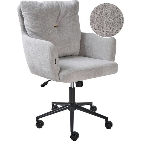 Silla de oficina de piel sintética poliéster estructura metálica negra función giratoria altura ajustable muebles de oficina gris Alpine (1/5)