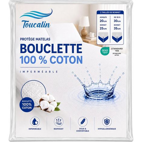 Protège-Matelas Imperméable 160x200 – Bouclette 100% Coton (1/5)