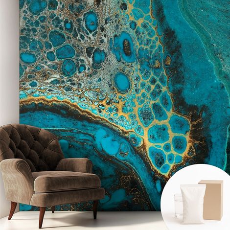 Papier peint intissé mural avec colle pour salon et chambre Décoration murale rapide - Colle incluse gratuite Structure abstraite 250x250 cm (1/5)