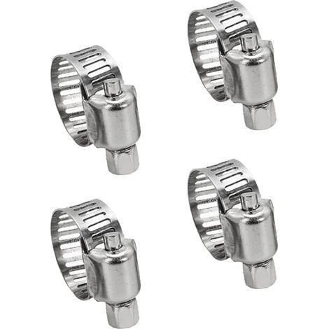 Lot de 4 colliers de serrage pour tuyaux, colliers à vis sans fin, réglables de 10 à 16 mm, en acier inoxydable, résistants à la rouille, pour la fixation de tuyaux et tubes. (1/5)