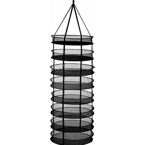 Red de secado colgante plegable, cesta de secado de malla de 8 niveles, tendedero grande, tienda de almacenamiento de red para hierbas, cogollos y plantas, 60 cm de diámetro (1/5)