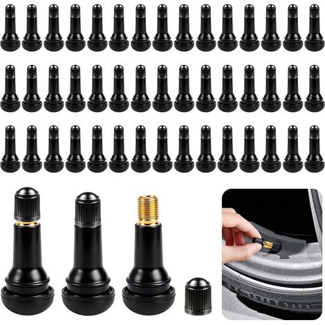 Lot de 55 valves de pneu TR413 en caoutchouc avec protection anti-poussière (1/5)