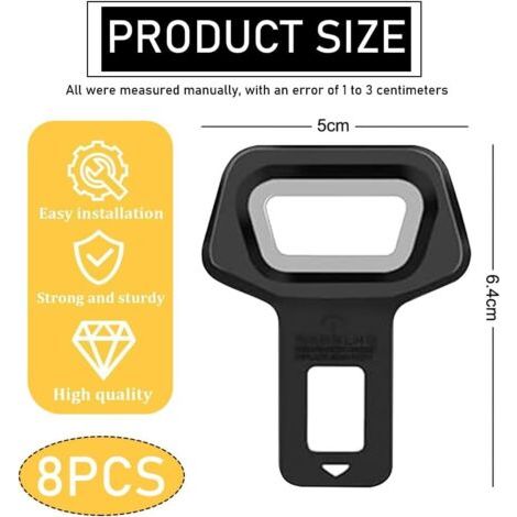 8 pièces boucle ceinture, accessoire sécurité, adapté voiture, bouchon alarme, décapsuleur (1/5)