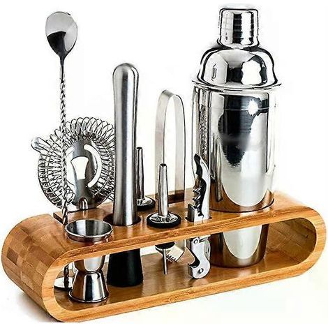 HONORNIC - Kit de barman Mixology 750 ml avec support, idéal pour la préparation de cocktails à domicile. Comprend un shaker à martini et un ensemble de 10 pièces. (1/5)