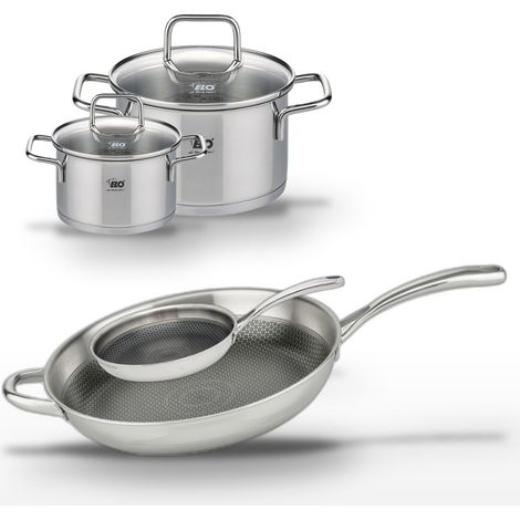 Lot de 2 Poêles 32/24 cm et 2 Faitouts 20/14 cm Elo Relief Evolution (1/5)