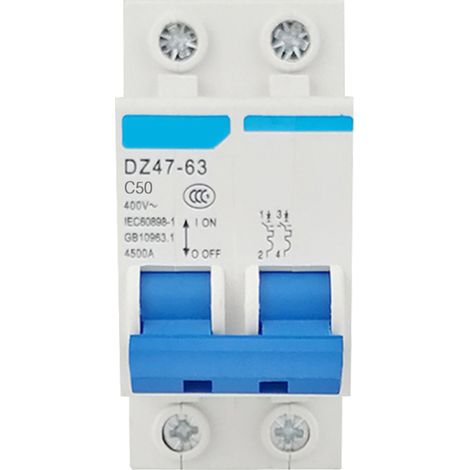Disjoncteur différentiel miniature bipolaire 400 V pour usage domestique, montage sur rail DIN DZ47-63 (1/5)