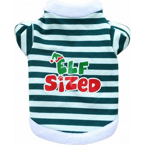 Sweat-shirt de Noël pour chien, vêtements pour animaux de compagnie en éponge à rayures rouges, tenue de fêtes de fin d'année, taille S (38 g) - rayures vertes de Noël (1/5)
