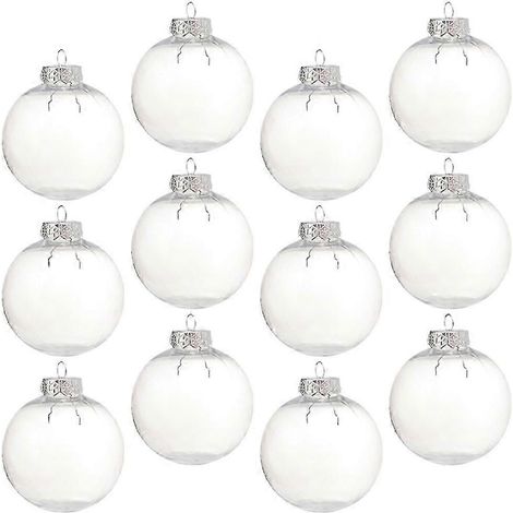 14 boules de Noël transparentes à remplir pour décorer votre sapin, boules décoratives en plastique pour les fêtes, décorations à suspendre à faire soi-même, légères (1/5)