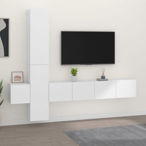 Lot de 5 Meubles TV,Banc TV,Ensemble de meubles Blanc Bois d'ingénierie -BV24258 (1/5)