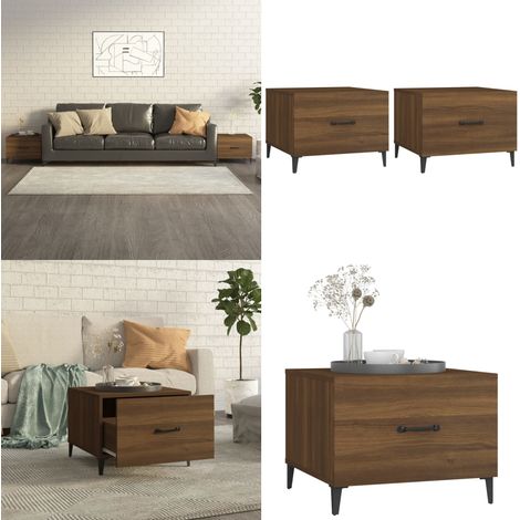 Tables basses avec pieds en métal 2 pcs Chêne marron 50x50x40cm - Table Basse Industrielle - Meuble Salon - Table D'appoint - Table Design - Meubles Tendance - Home & Living (1/5)