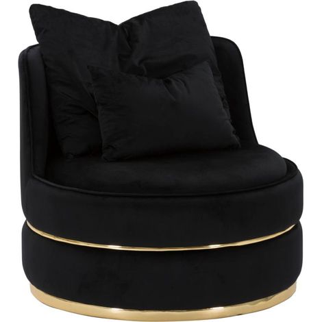 Poltrona Paris Space Nero/Oro Ø84x72 cm in Legno e Spugna Nero e Oro (1/5)