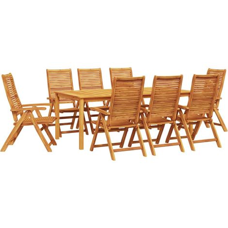 Maison Exclusive - Garten Essgruppe 9 pcs Braun Massivholz Akazie