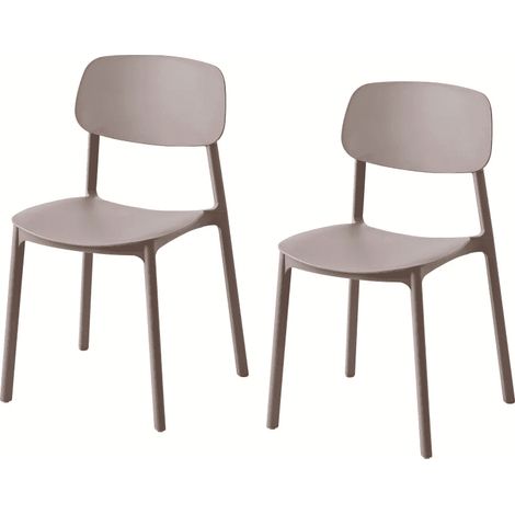 Kit 2 sedie polipropilene cucina bar ristorante sedia interno esterno tortora 733k (1/2)