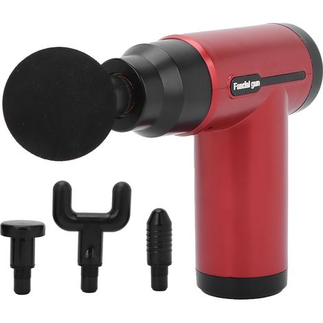 Pistolet de massage électrique à percussion pour tissus profonds, masseur portatif pour soulager les douleurs musculaires (rouge) (1/5)