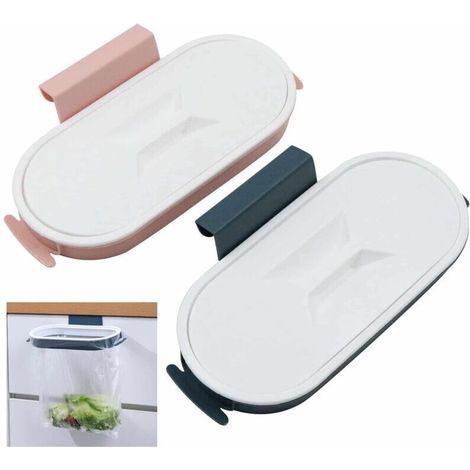 Lot de 2 porte-sacs poubelle suspendus pour sacs poubelle - Au-dessus de l'armoire, porte-sacs en plastique pour collecter les déchets de cuisine et garder la cuisine propre (2 pièces) (1/4)