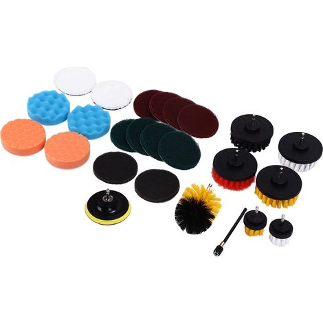 Set de 25 brosses pour perceuse électrique, nettoyage carrelage, joints de cuisine et surfaces variées. (1/5)