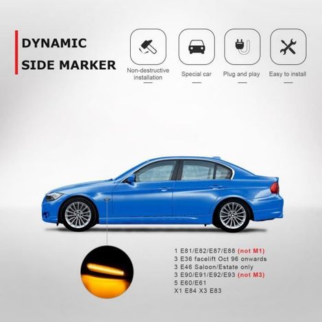 Clignotant Latéral - LED Séquentiel - Pour BMW E90 E91 E92 E93 E60 - Feu De Position - Unité Individuelle (1/4)