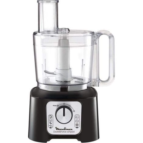 Moulinex Robot multifonction + 9 accessoires Double Force Compact FP546811 Multifunzione a Doppia Forza compatta, Acciaio Inox 18/1337, 6 velocità, Nero/Grigio Scuro (1/4)