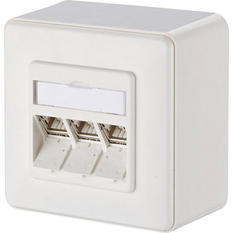 Prise réseau montage apparent (en saillie) CAT 6a 3 ports Metz Connect 130B12D30002-E blanc pur R01208 (1/4)