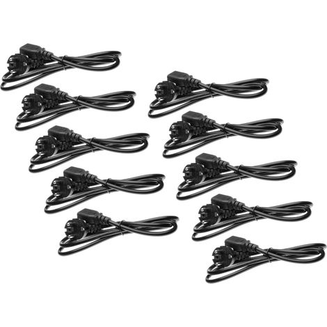 vhbw 10x Netzkabel Schutzkontaktstecker für Kaltgeräte z.B. PC Monitor Computer Drucker - C13 Buchse, 1,2 m (1/2)