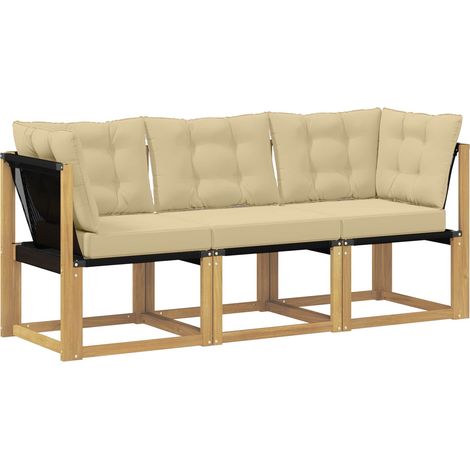 Outdoor Mittel- und Ecksofa mit Kissen 3 Stück Weiß vidaXL