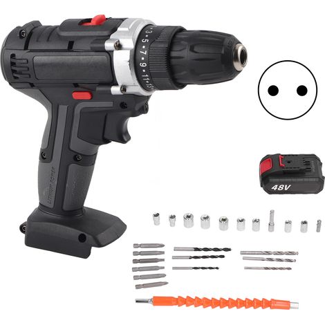 Kit visseuse sans fil 48V AC 100-240V, perforateur électrique domestique sans balais, ensemble outil de vissage (1/5)